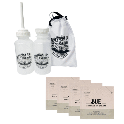 Bundle: BUE Reusable Enema Bottle 10 oz with BUE Celtic Sea Salt Single Use Enema Packets (Set of 4)