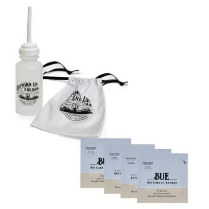 Bundle:BUE Reusable Enema Bottle 10oz with BUE Soap Suds Single Use Enema Packets (Set of 4)
